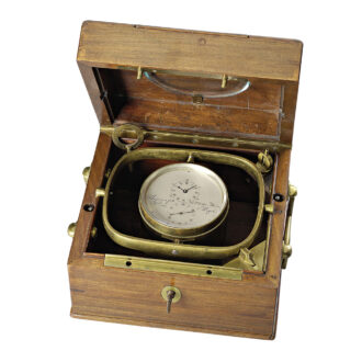 Important French deck chronometer in heavy mahogany box Circa 1838