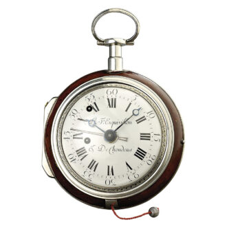 French pair-cased quarter repeating coach clock with alarm Circa 1790