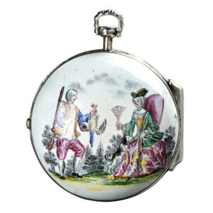 Decorative Austrian silver and enamel verge pocket watch Circa 1750