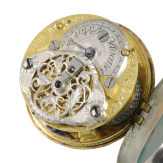 Decorative Austrian silver and enamel verge pocket watch Circa 1750