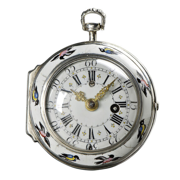 Decorative Austrian silver and enamel verge pocket watch Circa 1750 Decorative Austrian silver and enamel verge pocket watch Circa 1750