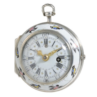 Decorative Austrian silver and enamel verge pocket watch Circa 1750