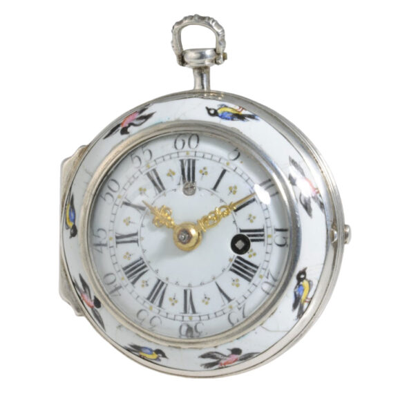 Decorative Austrian silver and enamel verge pocket watch Circa 1750 Decorative Austrian silver and enamel verge pocket watch Circa 1750