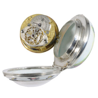 Decorative Austrian silver and enamel verge pocket watch Circa 1750