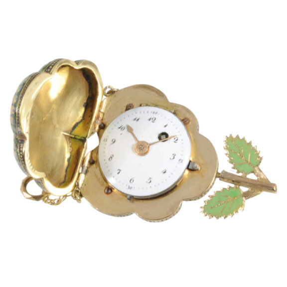 Small Swiss pansy-form miniature pendant watch Circa 1800 Small Swiss pansy-form miniature pendant watch Circa 1800