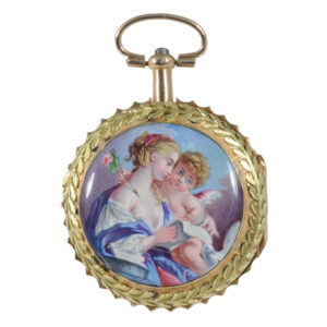 Swiss 18K gold and enamel cylinder watch Circa 1800