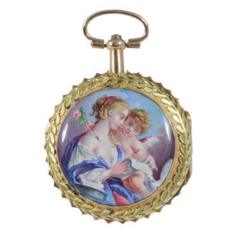 Swiss 18K gold and enamel cylinder watch Circa 1800 Swiss 18K gold and enamel cylinder watch Circa 1800