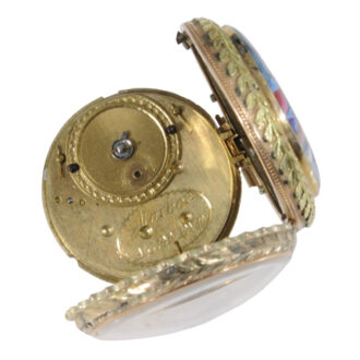 Swiss 18K gold and enamel cylinder watch Circa 1800 Swiss 18K gold and enamel cylinder watch Circa 1800
