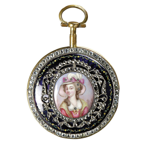 French gilt, enamel and gemstone-set verge watch Circa 1800 French gilt, enamel and gemstone-set verge watch Circa 1800
