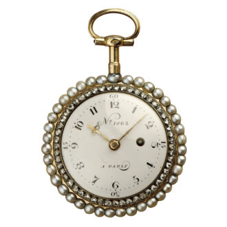 French gold, enamel, pearl and diamond-set cylinder watch Circa 1783 French gold, enamel, pearl and diamond-set cylinder watch Circa 1783
