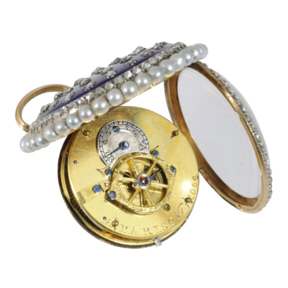 French gold, enamel, pearl and diamond-set cylinder watch Circa 1783 French gold, enamel, pearl and diamond-set cylinder watch Circa 1783