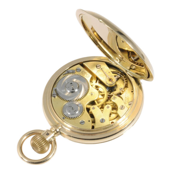 Swiss rose gold hunting cased watch with digital time Circa 1890 Swiss rose gold hunting cased watch with digital time Circa 1890