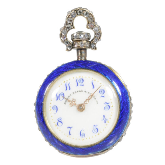 Swiss rose gold, enamel and diamond-set pendant watch Circa 1900 Swiss rose gold, enamel and diamond-set pendant watch Circa 1900