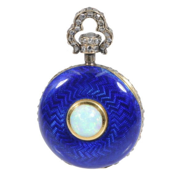 Swiss rose gold, enamel and diamond-set pendant watch Circa 1900 Swiss rose gold, enamel and diamond-set pendant watch Circa 1900