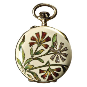 Swiss rose gold, enamel and diamond-set cylinder watch Circa 1840