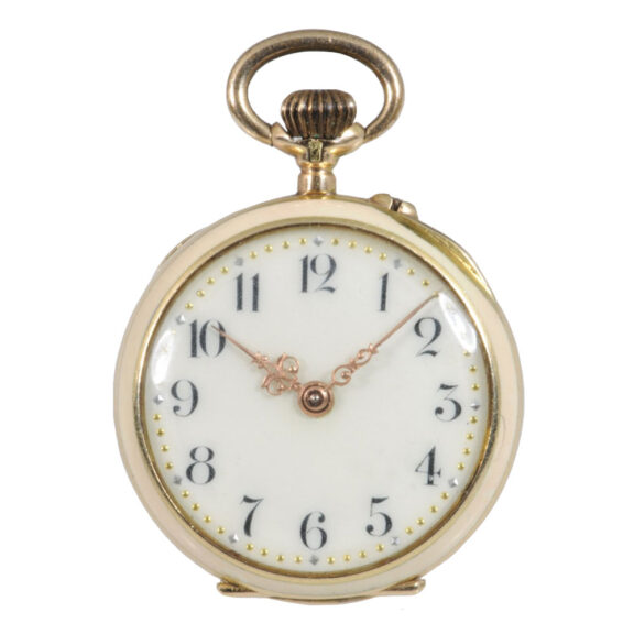 Swiss rose gold, enamel and diamond-set cylinder watch Circa 1840 Swiss rose gold, enamel and diamond-set cylinder watch Circa 1840