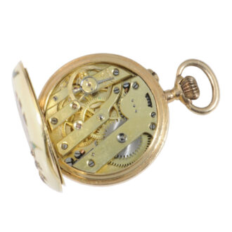 Swiss rose gold, enamel and diamond-set cylinder watch Circa 1840