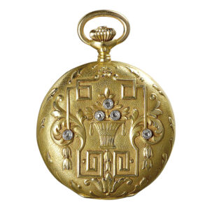 Swiss 18K gold and diamond-set Art Deco lever watch Circa 1915