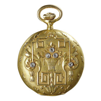 Swiss 18K gold and diamond-set Art Deco lever watch Circa 1915