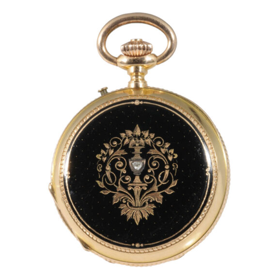 Small Swiss rose gold, enamel and diamond-set pocket watch Circa 1890 Small Swiss rose gold, enamel and diamond-set pocket watch Circa 1890