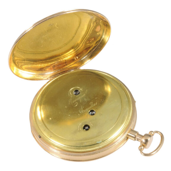 Large Swiss 18 carat gold quarter repeating musical watch Circa 1820 Large Swiss 18 carat gold quarter repeating musical watch Circa 1820