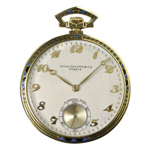 Elegant Swiss gold and enamel open faced lever watch Circa 1926