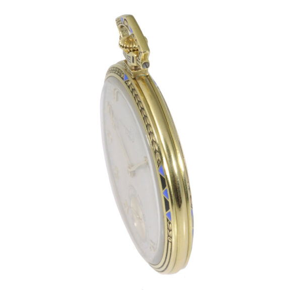 Elegant Swiss gold and enamel open faced lever watch Circa 1926 Elegant Swiss gold and enamel open faced lever watch Circa 1926