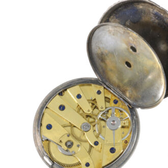 Swiss gold and silver open faced cylinder watch Circa 1840