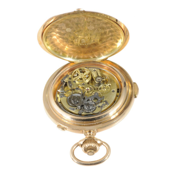 Swiss 14K rose gold quarter repeating lever chronograph Circa 1896 Swiss 14K rose gold quarter repeating lever chronograph Circa 1896