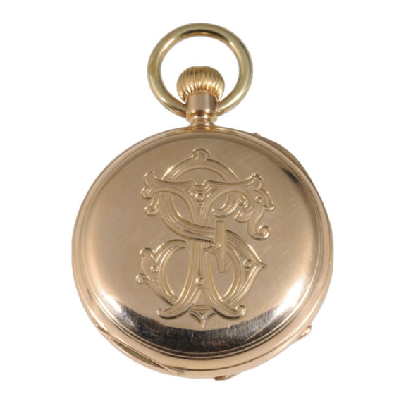 Swiss open faced lever watch with unusual crown wind Circa 1880 Swiss open faced lever watch with unusual crown wind Circa 1880
