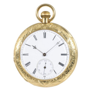 Decorative Swiss 18K gold cabriolet watch Circa 1850