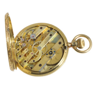 Decorative Swiss 18K gold cabriolet watch Circa 1850