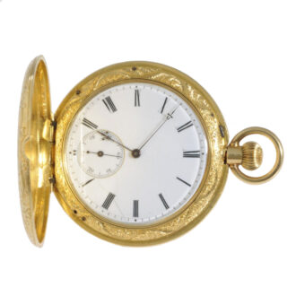 Decorative Swiss 18K gold cabriolet watch Circa 1850