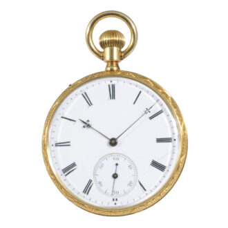 Decorative Swiss 18K gold cabriolet watch Circa 1850