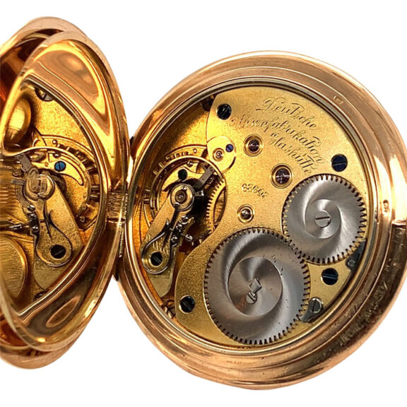 German 14K rose gold hunting cased lever watch Circa 1909 German 14K rose gold hunting cased lever watch Circa 1909
