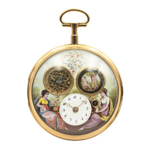 French rose gold verge automaton with visible balance Circa 1800