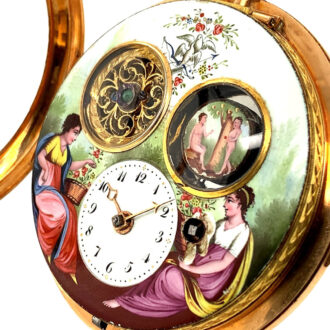 French rose gold verge automaton with visible balance Circa 1800 French rose gold verge automaton with visible balance Circa 1800