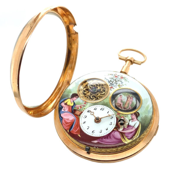 French rose gold verge automaton with visible balance Circa 1800 French rose gold verge automaton with visible balance Circa 1800