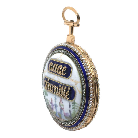 French gold decorated verge watch with chatelaine Circa 1800 French gold decorated verge watch with chatelaine Circa 1800