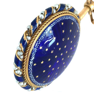 French 18K gold and enamel verge watch with chatelaine Circa 1780