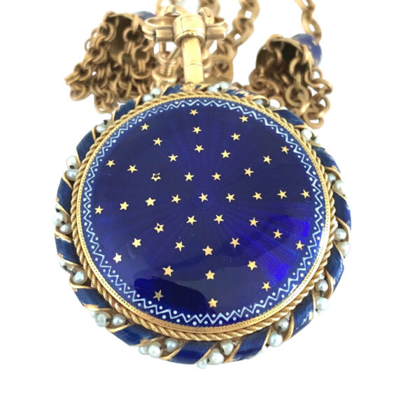French 18K gold and enamel verge watch with chatelaine Circa 1780 French 18K gold and enamel verge watch with chatelaine Circa 1780
