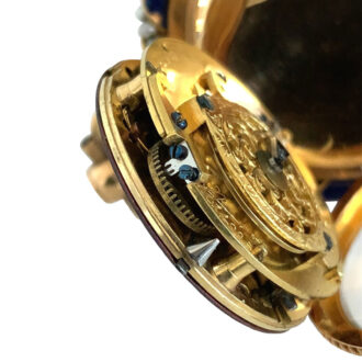 French 18K gold and enamel verge watch with chatelaine Circa 1780