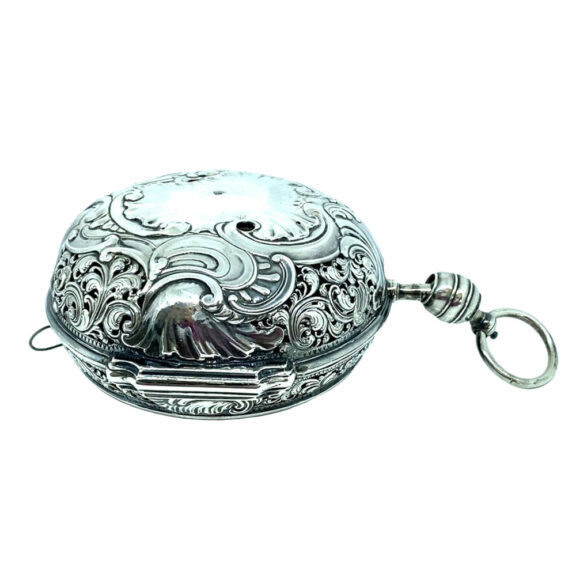 English silver pair-cased repeating coach clock with alarm Circa 1730 English silver pair-cased repeating coach clock with alarm Circa 1730