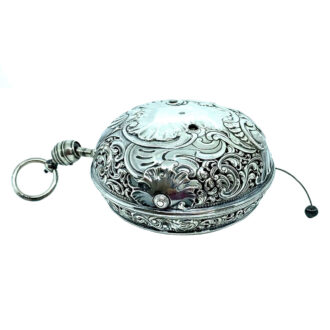 English silver pair-cased repeating coach clock with alarm Circa 1730