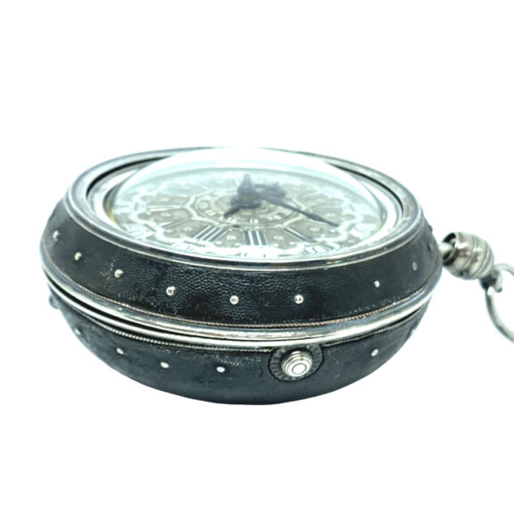 English silver pair-cased repeating coach clock with alarm Circa 1730 English silver pair-cased repeating coach clock with alarm Circa 1730