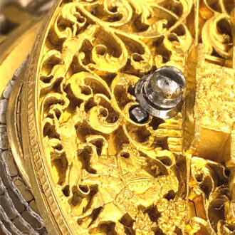English silver pair-cased repeating coach clock with alarm Circa 1730