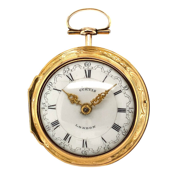 English 22K gold triple-cased repoussé watch Circa 1784 English 22K gold triple-cased repoussé watch Circa 1784