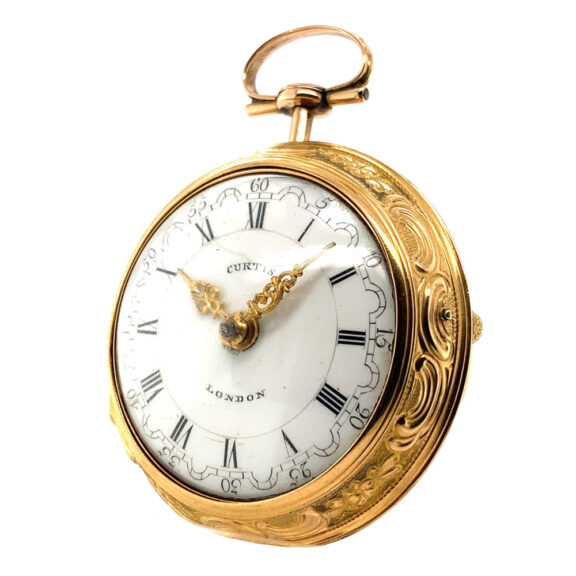 English 22K gold triple-cased repoussé watch Circa 1784 English 22K gold triple-cased repoussé watch Circa 1784