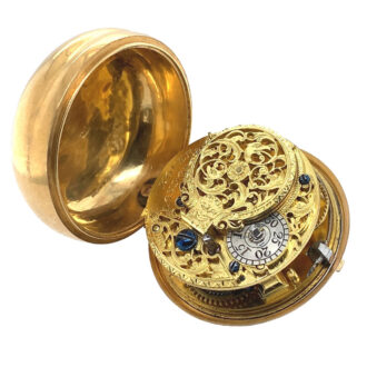 English 18K gold triple-cased repoussé verge watch Circa 1760