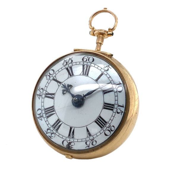 English 18K gold triple-cased repoussé verge watch Circa 1760 English 18K gold triple-cased repoussé verge watch Circa 1760